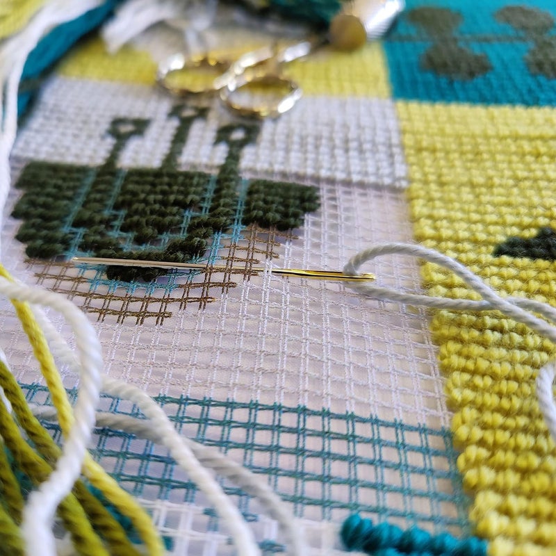 Brvsk Ethnic Needlepoint Kit for Adults and Beginners — Scandinavia 16″ × 16″ with Clear, Precise Printed Design on Cotton Canvas; Includes 2 Needles, Yarn, and Easy-Read Chart - Image 3
